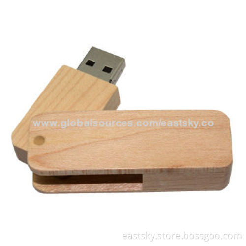 Swivel Wood USB Drive, 64MB to 32GB Capacity, USB 2.0 Interface, OEM Services Provided